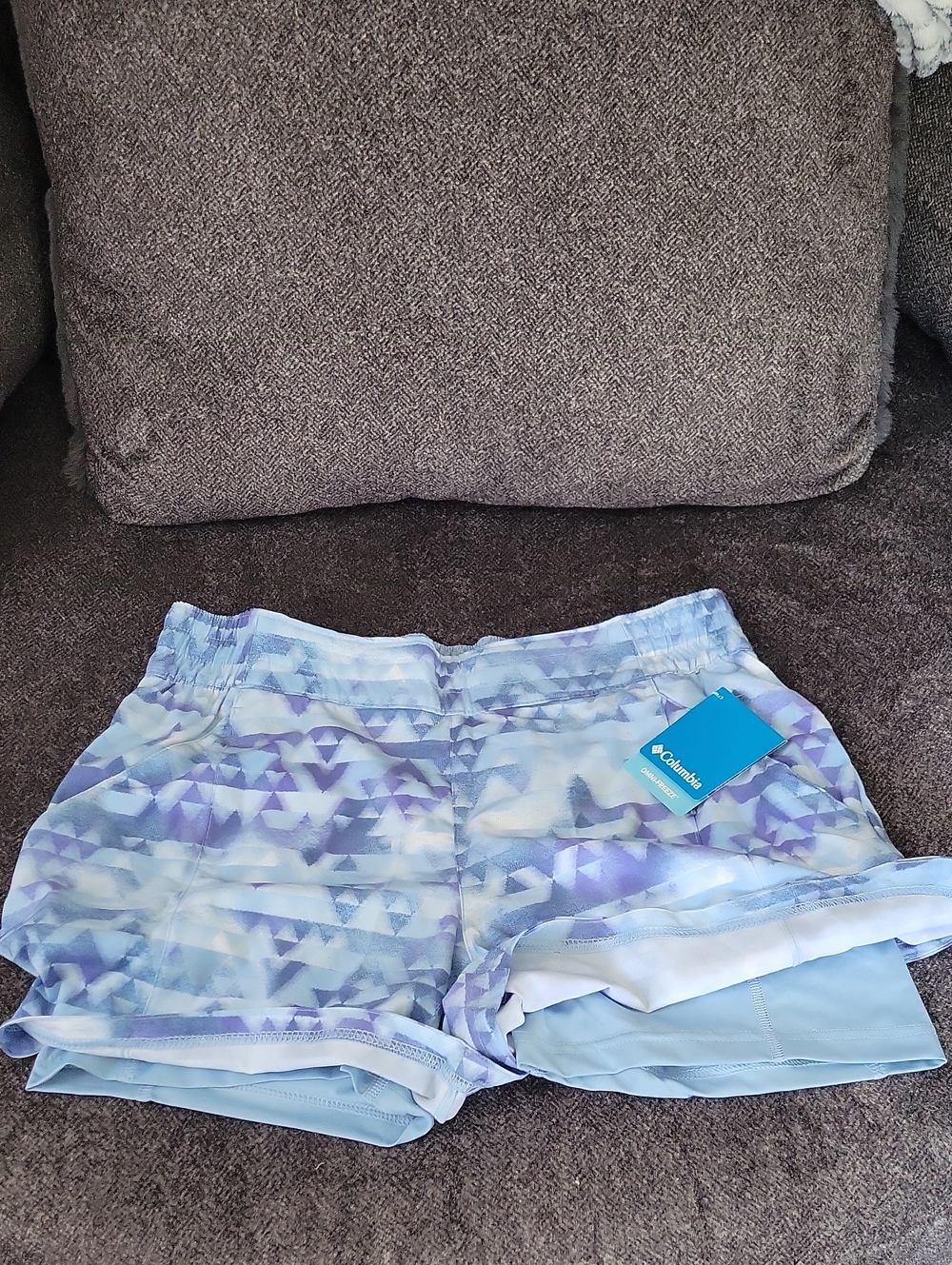 Columbia Women's Light Blue & Purple Geo Print Running Shorts